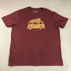 Eddie Bauer Shirt Mens Large Red Born To Roam Preppy Crew Neck Graphic Tee